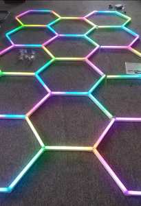 Lampe de travail LED hexagonale étanche IP66, système de grille en nid d'abeille, 60000lm, lumière du jour, lampe de plafond <span class=keywords><strong>pour</strong></span> atelier de réparation automobile - Product Image 6