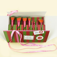 Ensemble de pinceaux de maquillage de voyage professionnel pour artistes forme plate joues de laine personnalisables lèvres surligneur rasage cadeau de noël