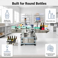 Machine d'étiquetage automatique YN801C pour bouteilles rondes dans l'industrie alimentaire (eau, vin rouge)