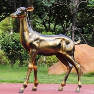 Fábrica al por mayor Ventas de productos al contado Posición dorada Madre Ciervo Mujer Ciervo Estatua Animal Escultura - Product Image 3