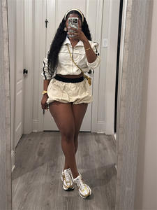 Kadınlar Renk Bloklu 2 Parça Etekler Patchwork Uzun Kollu Fermuarlı Kısa Ceket Günlük İki Parça Etek Takımı Bayan Spor Giyim - Product Image 6