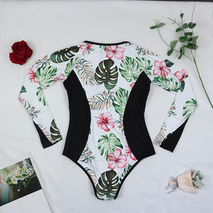 Nuovo design eco friendly rash guard un pezzo stampa floreale di lusso manica lunga costume da bagno da donna costume da bagno da surf - Product Image 6