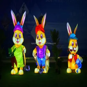 兔子动物灯笼装饰中国节日手工丝绸灯笼兔子灯笼中国