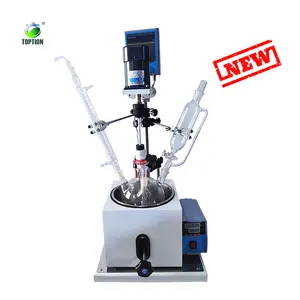 Chemical Reaction Lab Equipment mini Glass Reactor single layer glass reactor Kettle with oil bath heating
