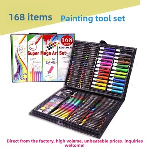 Set di <span class=keywords><strong>208</strong></span> Pennarelli Acquerellabili, 150 Pennelli, Regalo per la Festa dei Bambini, Cancelleria per Pittura, Penne Colorate, Pennarelli all'Ingrosso - Product Image 4