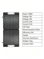 Chargeur Solaire Personnalisé Monophasé Pliable MPPT Type C Étanche avec Logo Personnalisé Portable d'Urgence pour l'Extérieur Vente en Gros