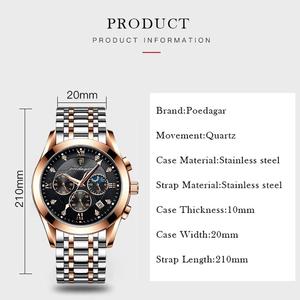 Poedagar 820 giản dị sang trọng Mens thạch anh đồng hồ thép không gỉ kinh doanh 3 kim quyến rũ sáng tay Analog cổ đồng hồ đeo tay - Product Image 6