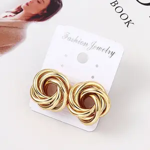 Vintage Geometric Design Metal Ear Cuffs with Bold Iron Balls and Circle Rings Earrings for Women
