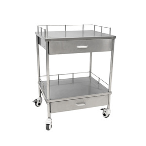 Stainless Steel Instrument <b>Cart</b> Double Layer With Drawer Hospital Trolley Storage <b>Cart</b> For Medical Use - Product Image 3