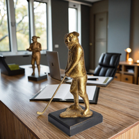 Figurine de joueur de golf en fonte dorée antique Megbond G0669-1, décorative, artisanat métallique, art sportif de table