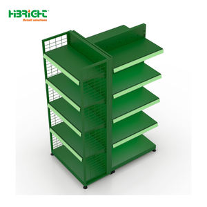 Étagère gondole robuste en métal à trois faces avec dossier solide et grillage métallique pour présentoir de supermarché - Product Image 6