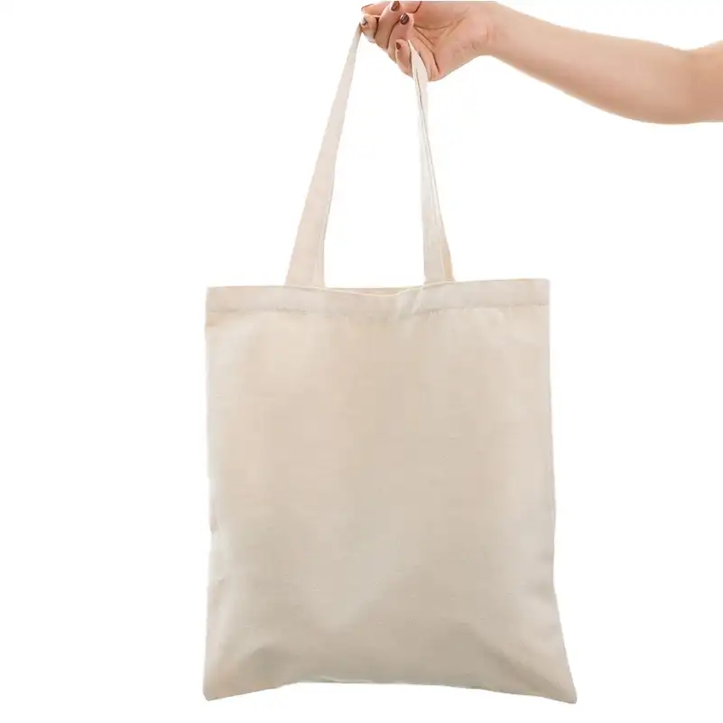 Оптовая продажа, недорогая многоразовая сумка для покупок с логотипом на заказ, однотонная белая хлопчатобумажная Холщовая Сумка-тоут