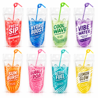 Sachets Doypack en plastique avec fermeture éclair 250ml 500ml, pochettes à boisson avec pailles, sachets à jus pour fêtes, adultes et adolescents