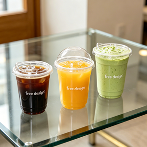 Gobelets en plastique PET jetables transparents de 600 ml et 400 ml avec couvercle dôme, promotion spéciale, logo personnalisé, pour matcha, boissons, café - Product Image 1