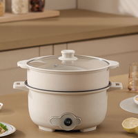 Poêles à frire 24 CM Poêle à frire Casserole Multifonctionnelle Antiadhésive Mini Double Couche Cuisson Électrique Hot Pot Cooker