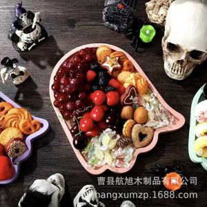 Bandeja de madera con diseño de fantasma de Hangxu para Halloween, plato duradero para decoración de fiestas - Product Image 4