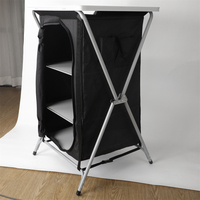 Armoire de camping pliable compacte à 3 étagères, facile à installer en extérieur, pour barbecue, pique-nique, jardin