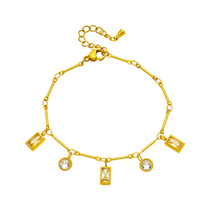 European American Style Geometric Charm Bracelet Gold Color Bezel Set Crystal Jewelry Gift For Women - Product Image 5
