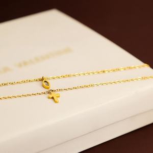 Collar de Acero Inoxidable con Zirconia, Diseño de Cruz, Resistente al Agua y al Deslustre, Chapado en Oro de 18k, Doble Collar para Mujer - Product Image 4