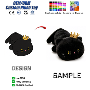 Peluche chat mignon personnalisée, chaton kawaii couché, jouet en peluche doux et moelleux en coton PP, cadeau d'anniversaire anti-stress, vente en gros pour <span class=keywords><strong>les</strong></span> fêtes - Product Image 1