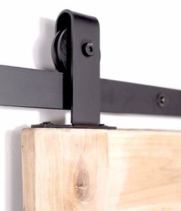 WEKIS Kit de Herrajes para Puerta Corredera de Estilo Industrial, Diseño Moderno para Interiores de Casa, Acero Negro Mate, Color Marrón - Product Image 4