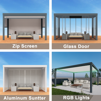 Pergola Extérieure Bioclimatique Moderne 3x3 3x4 en Aluminium, Étanche et Motorisée à Toit Lames Orientables