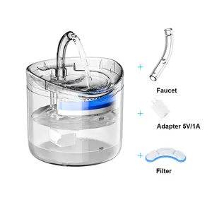 Tabletop Transparente Gato Água Potável Fonte 4 Camadas Filtro Indoor Water Fountain Cachoeira para Casa