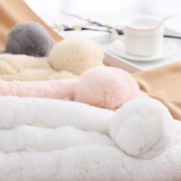 Écharpe chaude d'hiver classique vintage en fourrure de lapin, mignonne, boule, isolation thermique, épaisse, usage quotidien