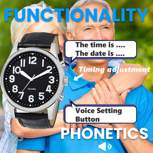 Reloj parlante XL para hombre, con números grandes y esfera negra, para personas con discapacidad visual, ciegas o mayores - Product Image 5