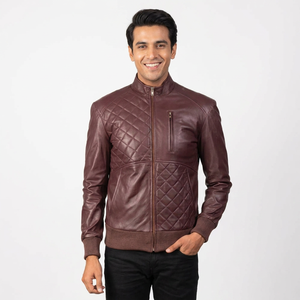 Premium Quality Wholesale Custom OEM <b>Men's</b> Stand Collar <b>Leather</b> <b>Jacket</b> Lightweight Motorcycle Style <b>Leather</b> <b>jacket</b> for <b>men</b> - Product Image 1