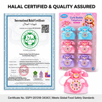 Bonbons en gros Halal OEM en forme de téléphone mignon pour enfants, cadeaux de fête, bonbons tablettes aux fruits 4g, jouet princesse à cadran rotatif