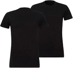 T-shirt décontracté pour homme en coton et élasthanne respirant, coupe ample, couleur noire unie, option logo personnalisé - Product Image 1