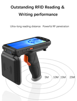 Escáner de código de barras y código QR y NFC UHF RFID de largo alcance Lector de computadora de mano Android PDA resistente en stock