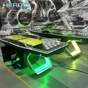 HEROVR Table de Beer Pong Modulaire en Acier Inoxydable avec LED 16 Couleurs, pour <span class=keywords><strong>Jeu</strong></span> de Boissons Ludique en Club de Nuit et Pique-nique - Product Image 2
