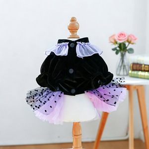 Vestido para Perro, Falda Tutú Mágica de Elfo, Morado con Puntos Negros, Poliéster, para las Cuatro Estaciones, Traje para Cachorros Pequeños - Product Image 2