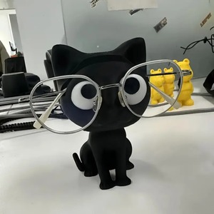 Support de lunettes de bureau en plastique noir, design artistique moderne en forme de chat imprimé en 3D, série Fantasy, monture de lunettes mignonne en forme de chat - Product Image 6