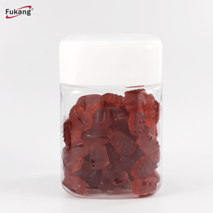 350ml food grade PET square plastic bottle jar for gum jelly candy honey nuts kernels snacks with customized lids