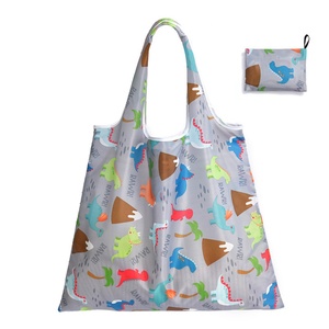 Sac fourre-tout en polyester personnalisé, écologique, pliable, réutilisable, lavable, avec fermeture à cordon, imprimé dessin animé, pour les courses - Product Image 2