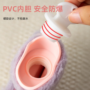Bouteille d'eau chaude en peluche en forme de canard, violette, remplissable, chauffe-mains, chauffe-pieds, pour lit, chauffe-tout le corps, hiver 2024 - Product Image 3