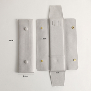 Pochettes en microfibre ultra-fine rose clair et gris clair pour bijoux, avec logo personnalisé, pour l'emballage et la collection de pendentifs (vente en gros) - Product Image 5