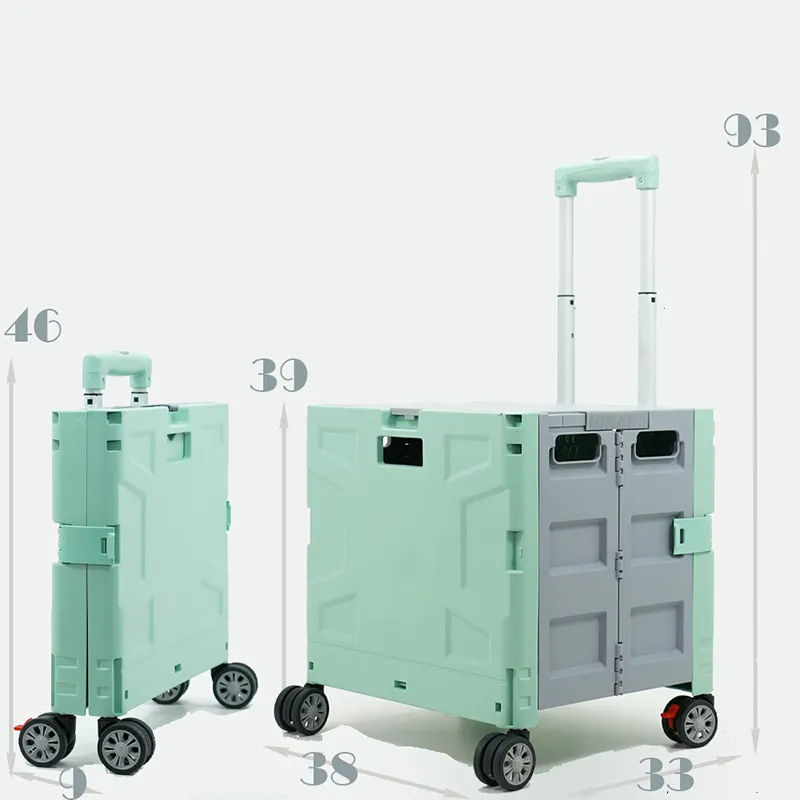 Nouveau chariot en plastique pliable pour escaliers, voitures pliables pour supermarché, bagages de camping, chariot avec couverture