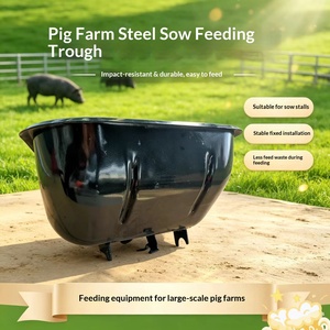 Large Sow Feeding <strong>Trough</strong> Steel Plate Pig Feed Bin Farrowing Crate Gestation Stall Black Model 45*38*23cm - Product Image 4