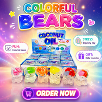 Balle anti-stress en TPR en forme d'ours avec paillettes et flocons de fruits, jouet sensoriel à presser pour adolescents et adultes, cadeaux pour soulager l'anxiété, vente en gros