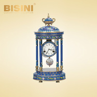Horloge de Table cloisonnée à pavillon rond de luxe avec pendule de Style classique coloré exquis motifs floraux horloge de bureau en émail