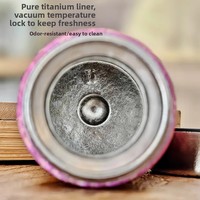 Thermos isotherme en titane pur, tasse de poche, motif de grandes fleurs de glace, bouteille d'eau portable, infuseur à thé ultra-léger de 200ml