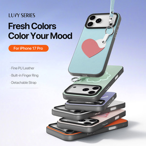 Étui de téléphone en cuir PU de style anneau Foe DUX LUVY Series pour iPhone 18 Pro / 17 Pro avec anneau rotatif en métal et cadre en aluminium - Product Image 6