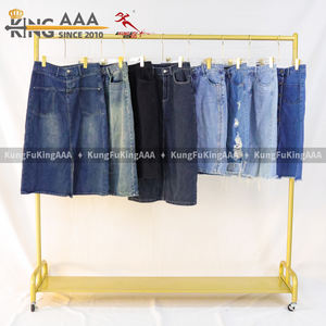 Б/у джинсовая юбка KungFuKingAAA, летняя, женская, из смесового полиэстера/хлопка, разных размеров, в тюках - Product Image 2