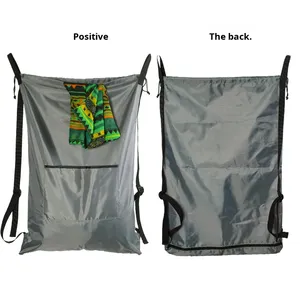 Bolsa de Lavandería Colgante para Viaje, Mochila de Poliéster Oxford 420D, Organizador Multiusos para Ropa Húmeda y Seca, Almacenamiento de Artículos de Aseo, Color Gris - Product Image 3