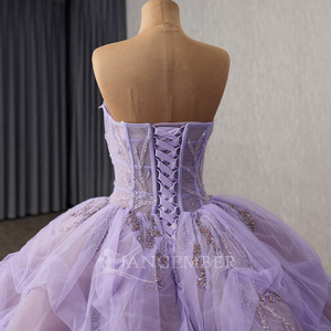 Robe de soirée violette personnalisable de luxe Rsm251124 pour femme, dos lacé, sans manches, ornée de paillettes, Abendkleid Jancember - Product Image 6