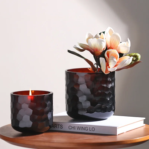Hand Made Colored <b>Glass</b> Candle Jar Hexagon Shape Heat Resistant Votive <b>Holder</b> for Home Decoration Reusable - Product Image 1
